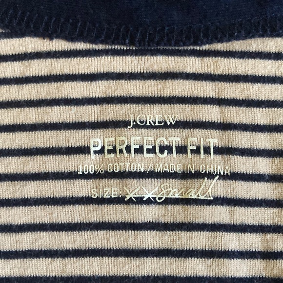 J. CREW Perfect Fit beige/navy stripe cardigan, Sz XXS. - Picture 4 of 8